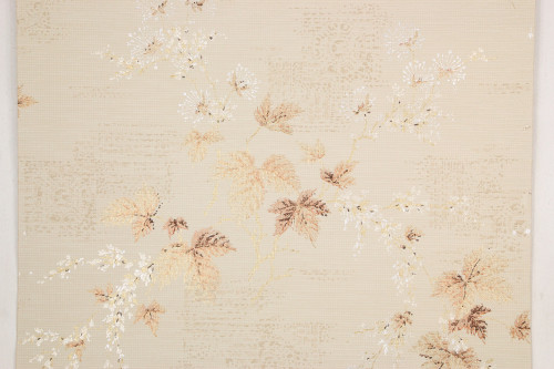 1950s Vintage Wallpaper Mid Century Leaves on Off-White