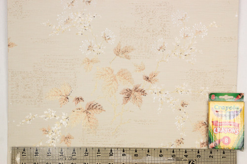 1950s Vintage Wallpaper Mid Century Leaves on Off-White