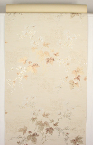 1950s Vintage Wallpaper Mid Century Leaves on Off-White