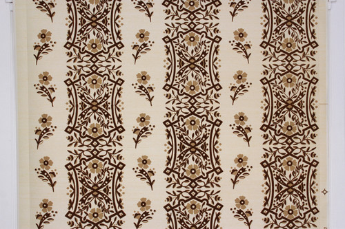 1980s Vintage Wallpaper Brown Flocked