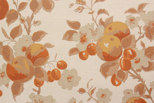 1970s Vintage Wallpaper Fruit Flowers Orange