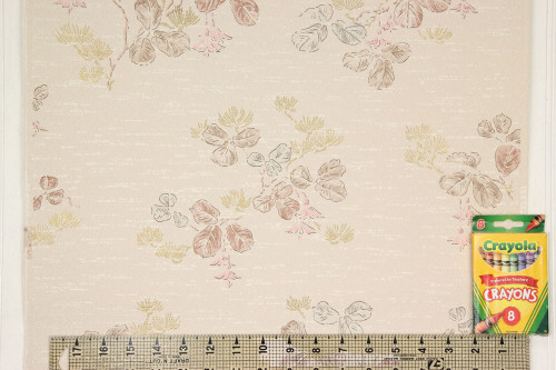 1950s Vintage Wallpaper Leaves Pink Flowers