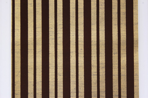 1970s Vintage Wallpaper Brown Flocked Stripe on Gold