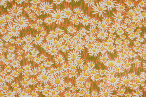 1970s Vintage Wallpaper Retro Daisies on Orange