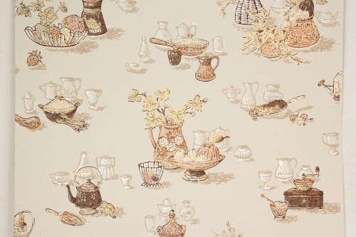 1960s Vintage Wallpaper Brown Gold Kitchen