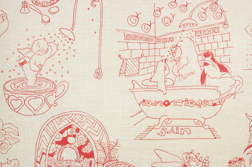 1970s Retro Vintage Wallpaper Red Bain Bathroom Shower