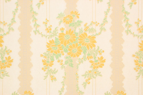 1930s Vintage Wallpaper Yellow Flower Bouquets