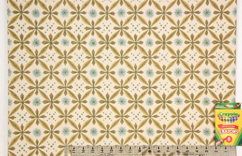 1950s Vintage Wallpaper Blue Green Brown Geometric