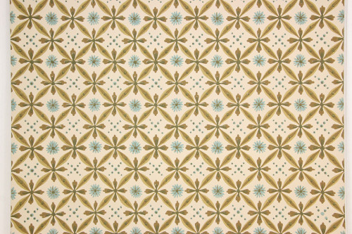 1950s Vintage Wallpaper Blue Green Brown Geometric