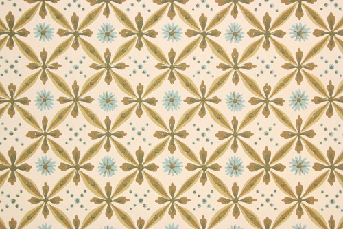 1950s Vintage Wallpaper Blue Green Brown Geometric