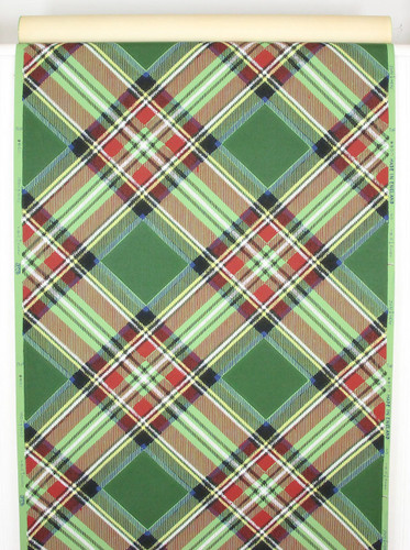 1950s Vintage Wallpaper Red Green Plaid