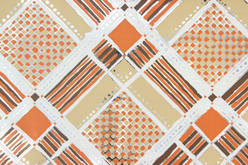 1970s Retro Vintage Wallpaper Mylar Orange and Brown