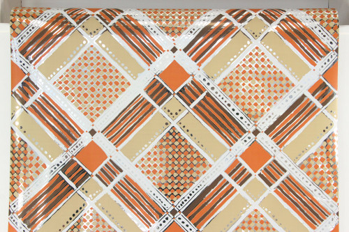1970s Retro Vintage Wallpaper Mylar Orange and Brown