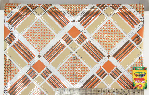 1970s Retro Vintage Wallpaper Mylar Orange and Brown