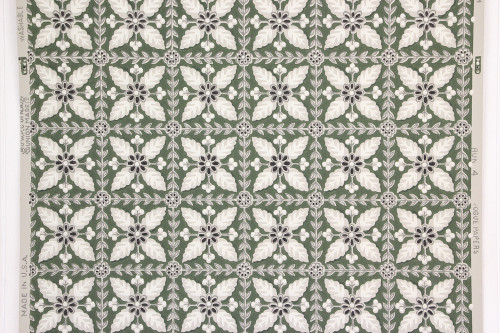 1940s Vintage Wallpaper Floral Geometric on Green