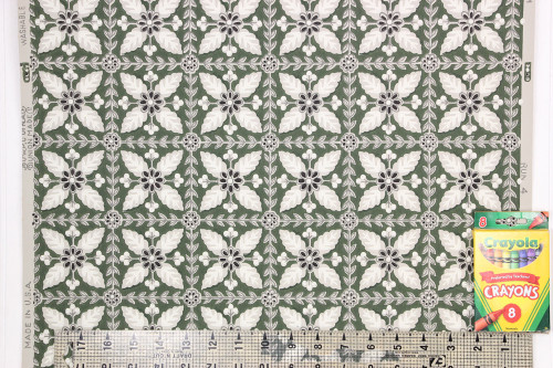 1940s Vintage Wallpaper Floral Geometric on Green