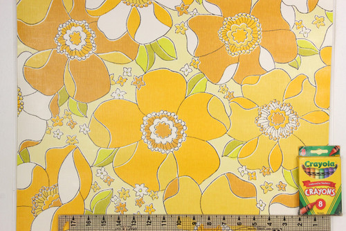 1970s Retro Vintage Wallpaper Large Yellow Flowers