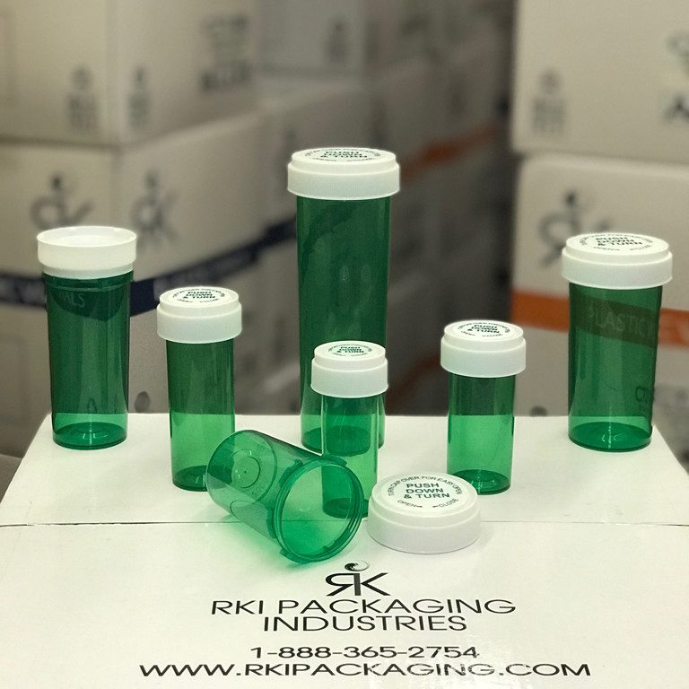 RKI Packaging Pharmacy Vials Reversible Green Bottles