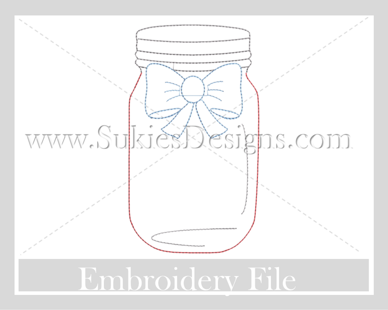 monogram 4th ofjuly mason jar quick stitch embroidery design