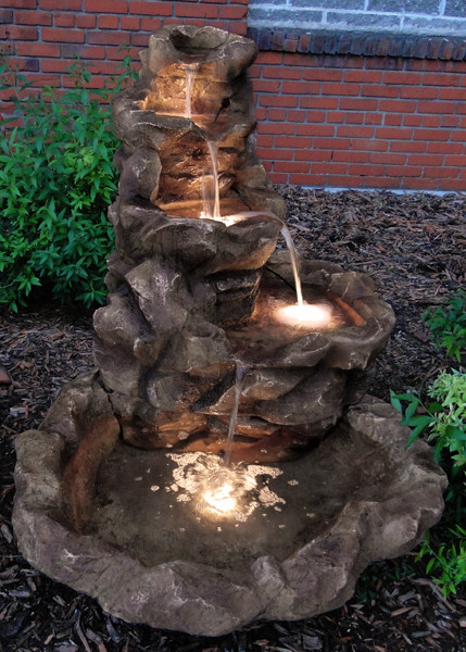 Sunnydaze Lighted Stone Springs Outdoor Water Fountain With Led Lights 41 5 Inch Tall Water Fountains Outdoor Outdoor Waterfall Fountain Waterfalls Backyard