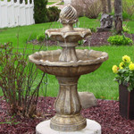 Sunnydaze Two Tier Solar on Demand Outdoor Water Fountain, Earth Finish, 35 Inch Tall, Includes Battery Pack