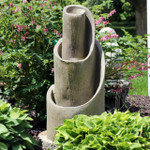 Sunnydaze Spiraling Waterfall Outdoor Fountain, 34-Inch, Includes Electric Submersible Pump