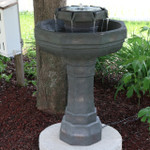Sunnydaze 2-Tier Flowing Citadel Birdbath Fountain Solar on Demand Garden Fountain, 29 Inches, Includes Battery Pack