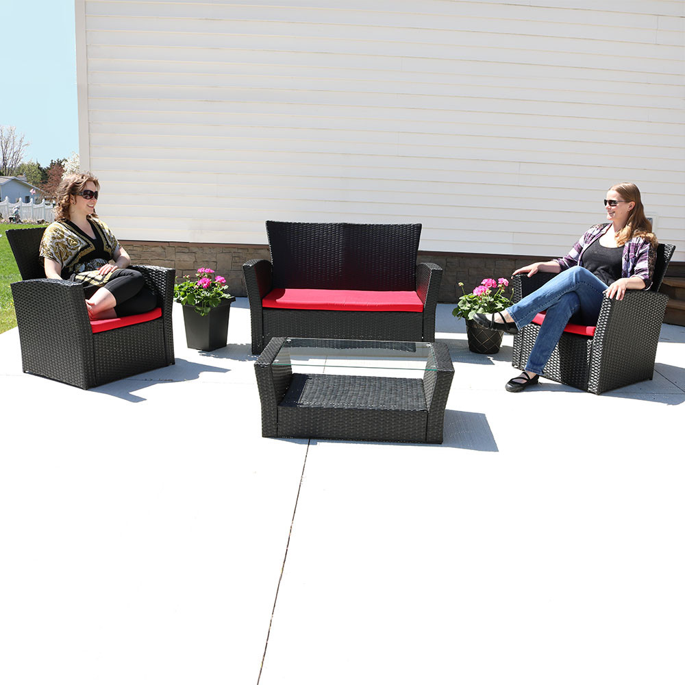 Sunnydaze Brisbane 4Piece Rattan Patio Furniture Set