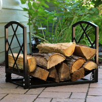 Sunnydaze 2-Foot Log Rack Firewood Storage, Heavy-Duty Steel with Diamond Design, Indoor/Outdoor