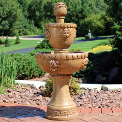 2-Tier Contemporary Lion Outdoor Water Fountain