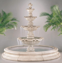 Cast Stone Four Tier Renaissance Fountain In Toscana Pool by Henri Studio