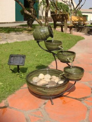 Smart Solar Green Bamboo Cascade Solar Fountain