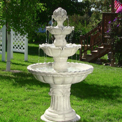 Sunnydaze Four-Tier White Electric Water Fountain with Fruit Top, 52 Inch Tall