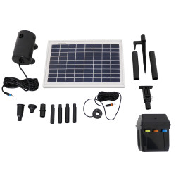 Sunnydaze Solar Pump and Solar Panel Kit With Battery Pack, LED Light 200 GPH, 80-Inch Head