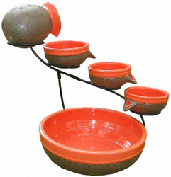 Smart Solar Tangerine Ceramic Solar Cascade with Rustic Brown Finish