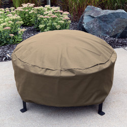 Sunnydaze Heavy-Duty Weather-Resistant Round Fire Pit Cover with Drawstring and Toggle Closure, Size and Color Options Available