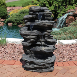 Rock Falls Electric Waterfall Fountain with LED Lights