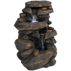 Sunnydaze 27 Inch Rock Falls Fountain with LED Lights