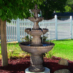 Sunnydaze Mediterranean 4-Tiered Outdoor Water Fountain, with Electric Submersible Pump, 49 Inch Tall