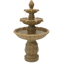 Sunnydaze Classic Tulip 3 Tiered Outdoor Water Fountain, Garden Stone, 46 Inch Tall