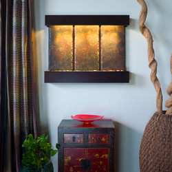 Bluworld Triptych Falls Vertical Wall Fountain with Copper Vein Frame