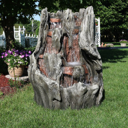 Cascading Mountain Falls Outdoor Water Fountain with LED Lights, 53 Inch Tall