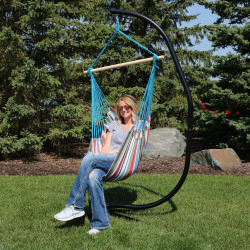 Beach Oasis Details about   Sunnydaze Hanging Rope Hammock Chair Swing with Space-Saving Stand 