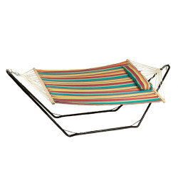 Sunnydaze Cotton Fabric Hammock and Detachable Pillow with 10 Foot Stand, Candy Stripe, 300 Pound Capacity