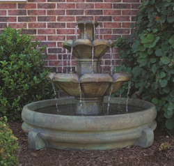Henri Studio Cast Stone Montreux Two-Tier Water Fountain in Pool