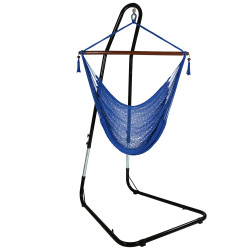 Blue Hammock Chair on Stand