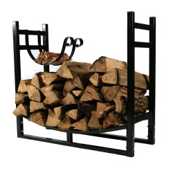 Black Rack with Kindling Holder Facing In