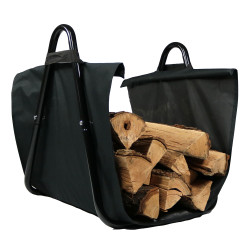 Sunnydaze Canvas Firewood Log Carrier with Handles, Heavy Duty Log Tote and Rack Included