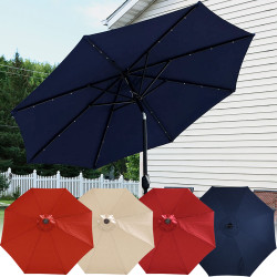 Sunnydaze Solar Powered LED Lighted Patio Umbrella with Tilt & Crank, 9 Foot