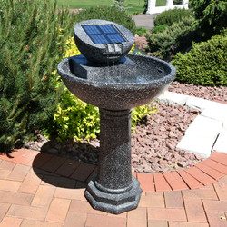 Sunnydaze Modern Solar Birdbath Outdoor Water Fountain, 36 Inches Tall, Includes Solar Pump and Panel